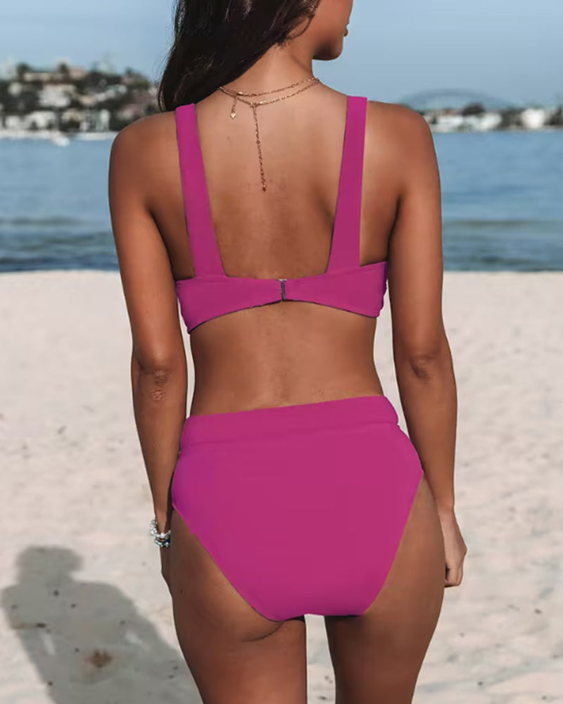 Hilde | Traje de baño de talle alto de color liso