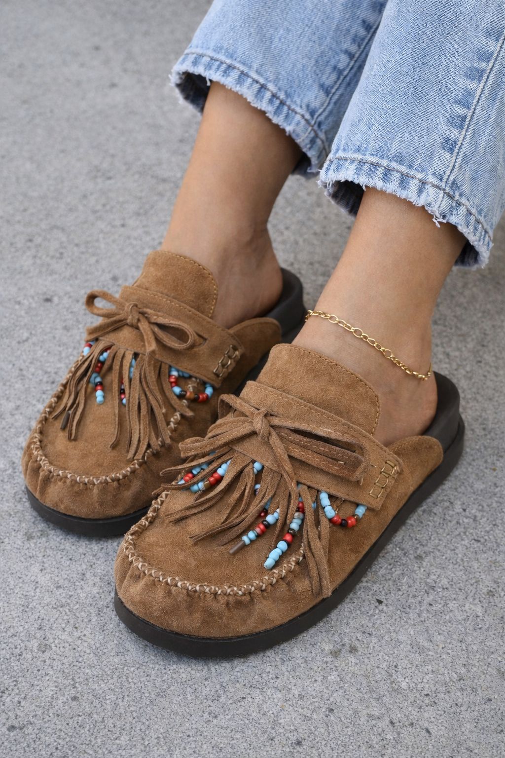 Emma | Mocasines Camel con Flecos