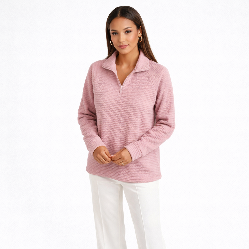 Helene | Jersey de Cuello en V con Cremallera