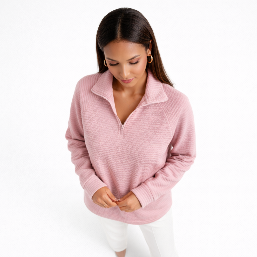 Helene | Jersey de Cuello en V con Cremallera