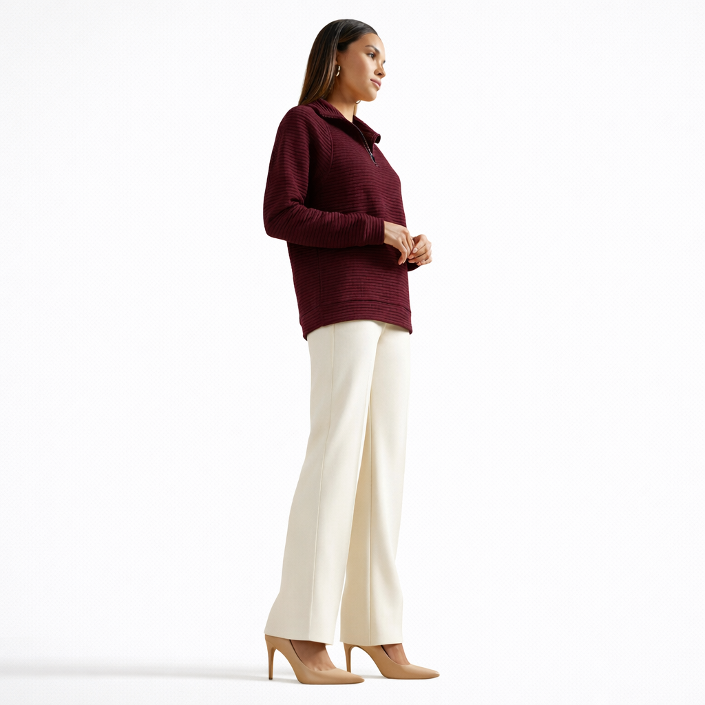 Helene | Jersey de Cuello en V con Cremallera