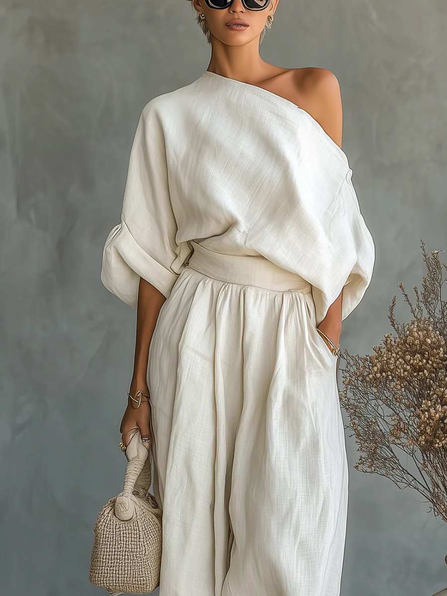 Eleonora - Conjunto elegante de dos piezas con un solo hombro
