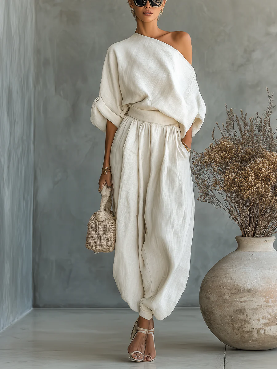 Eleonora - Conjunto elegante de dos piezas con un solo hombro
