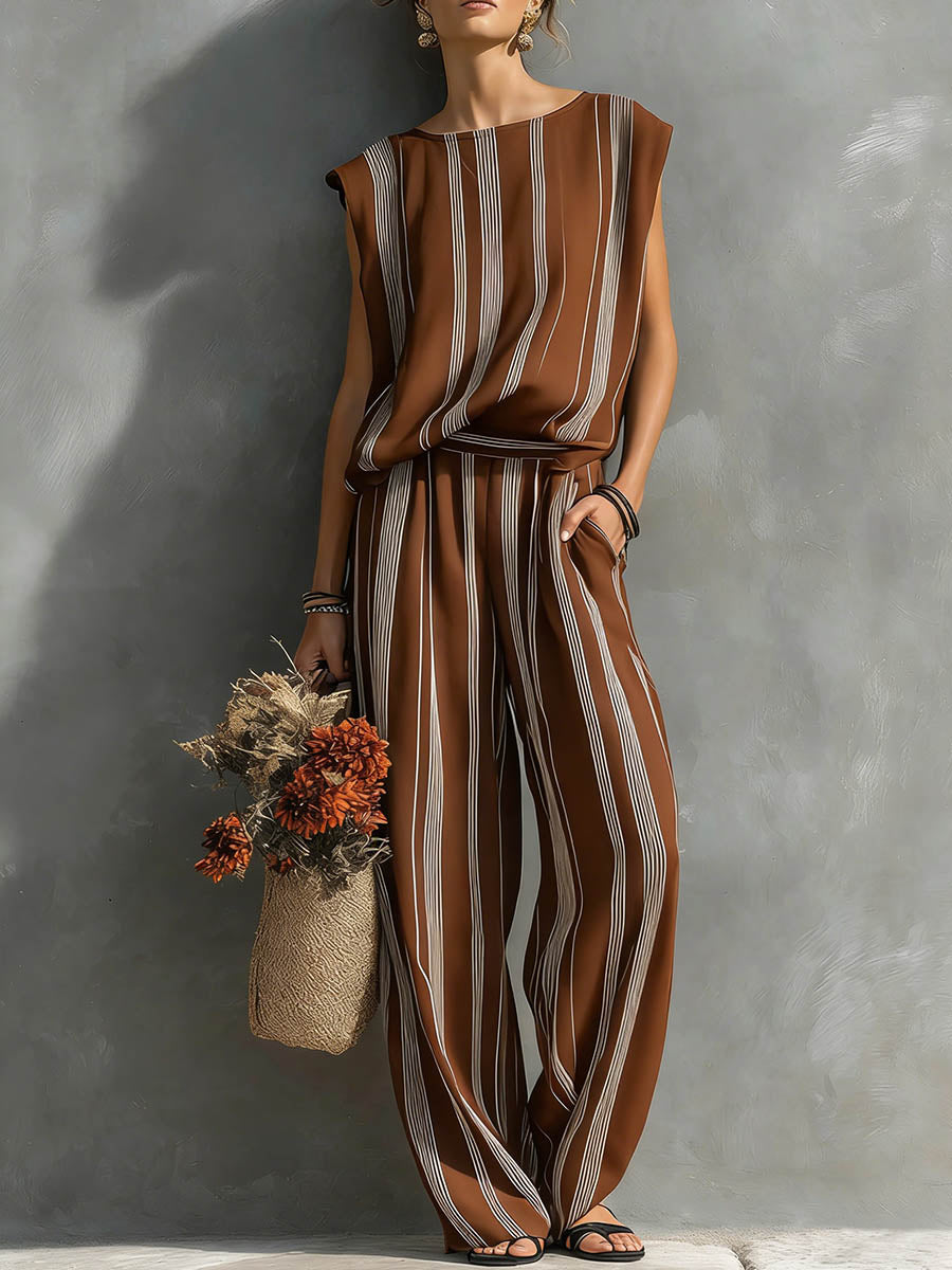 Alessia | Conjunto elegante de dos piezas a rayas