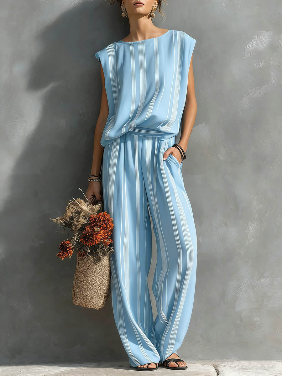 Alessia | Conjunto elegante de dos piezas a rayas