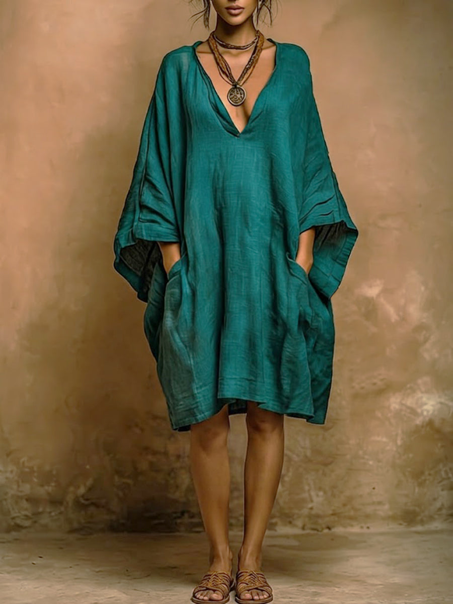 Fiorella - Vestido suave de lino y algodón con estilo natural