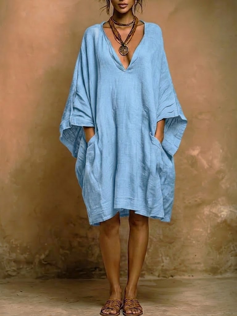 Fiorella - Vestido suave de lino y algodón con estilo natural