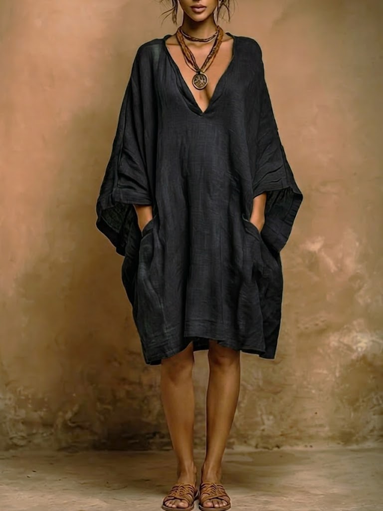 Fiorella - Vestido suave de lino y algodón con estilo natural