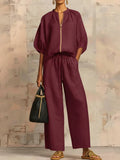 Alba | Conjunto de dos piezas en lino y algodón: Camisa de estilo relajado y pantalón de pernera ancha